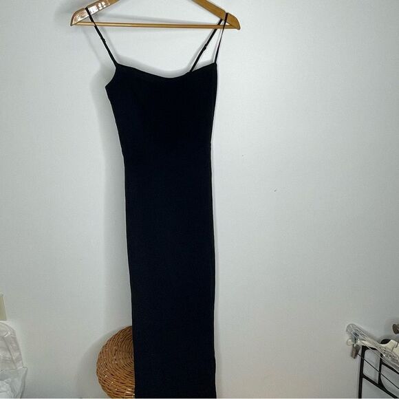 Reformation Ingrid Black Maxi Event Dress Slit Chiffon Strapless Spaghetti Strap - Picture 1 of 10
